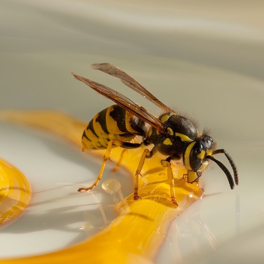 Wasp eating honey