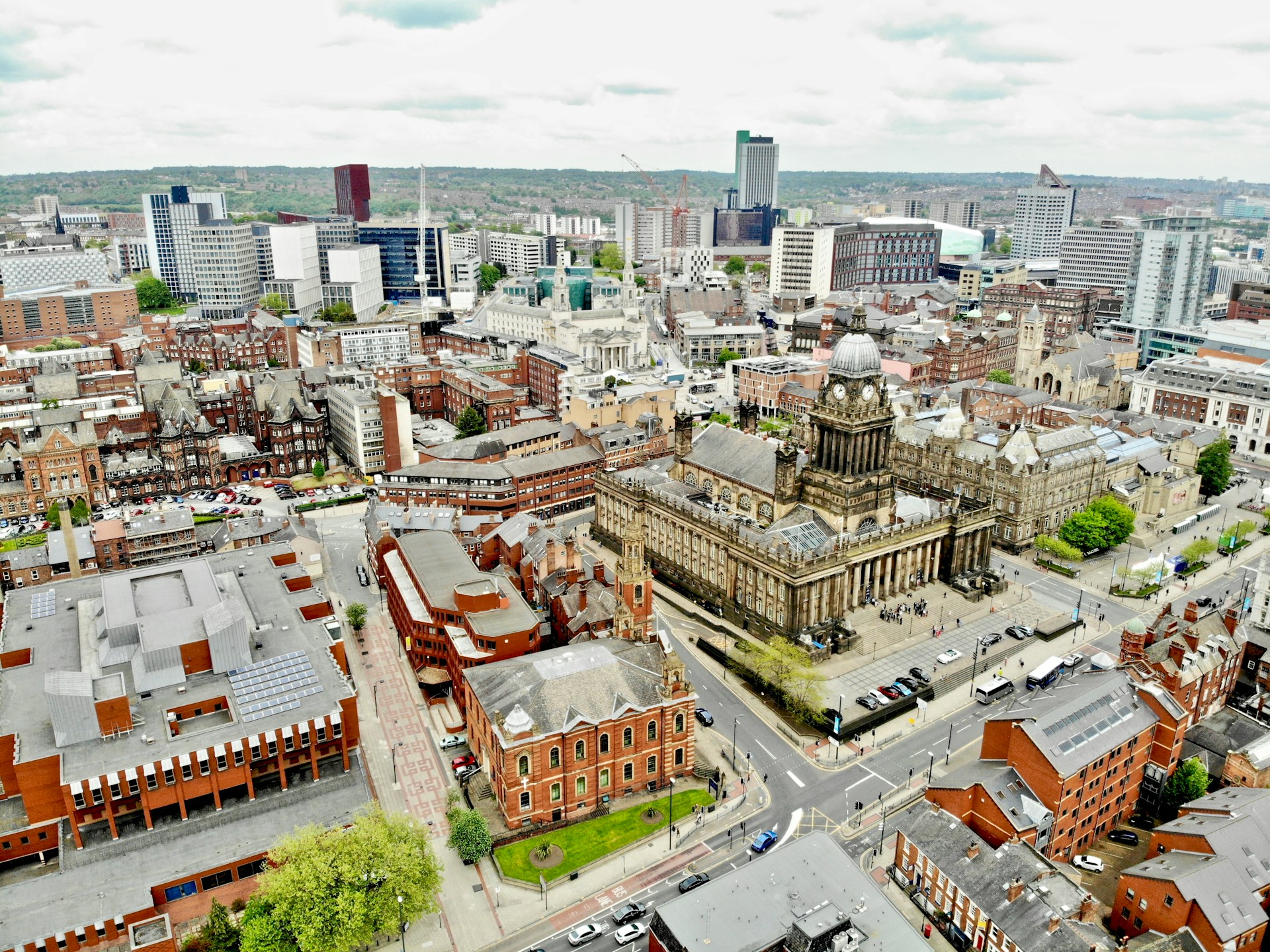 Aerial shot of Leeds city centre