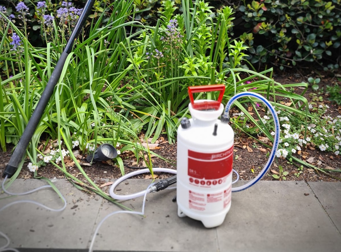 Pest control equipment outside a domestic property